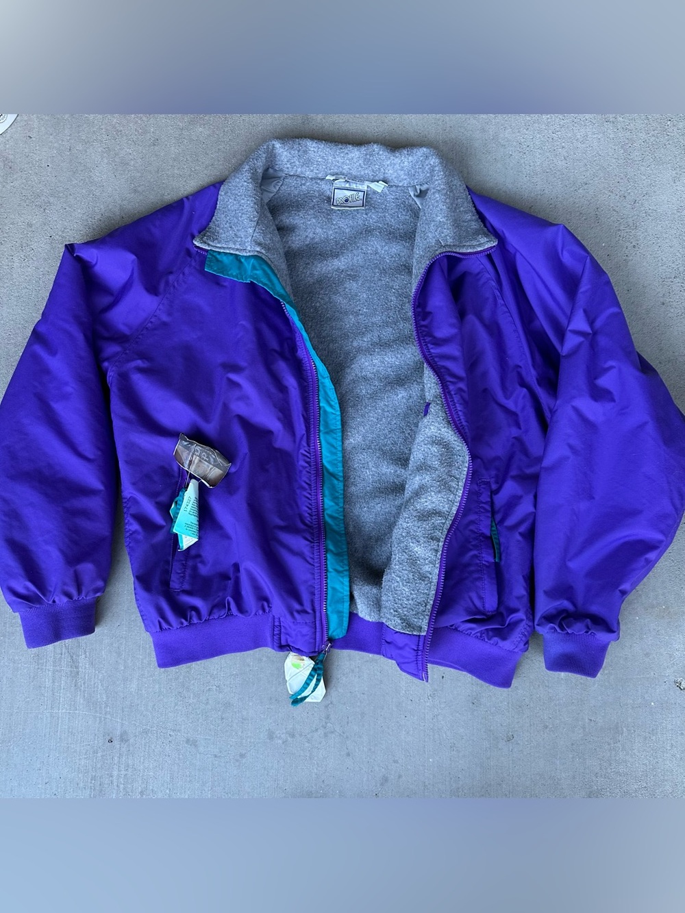 Profile Men’s Vintage 90s Purple Nylon Full Zip Fleece Lined Ski Bomber Jacket L